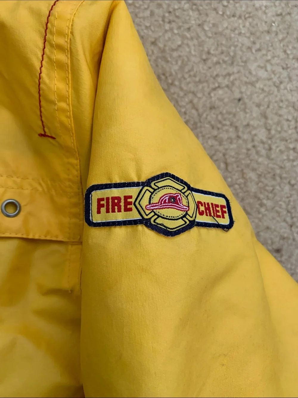 Firefighter Rain Coat Yellow Kids Hooded Carters Boys Size 7 Large Fire Chief